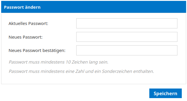 Screenshot Passwort ändern Formular