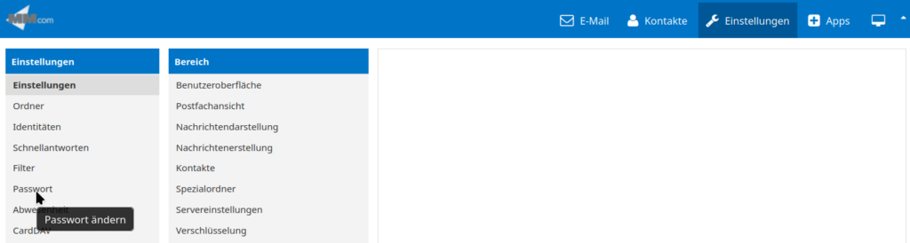 Screenshot Passwort Option